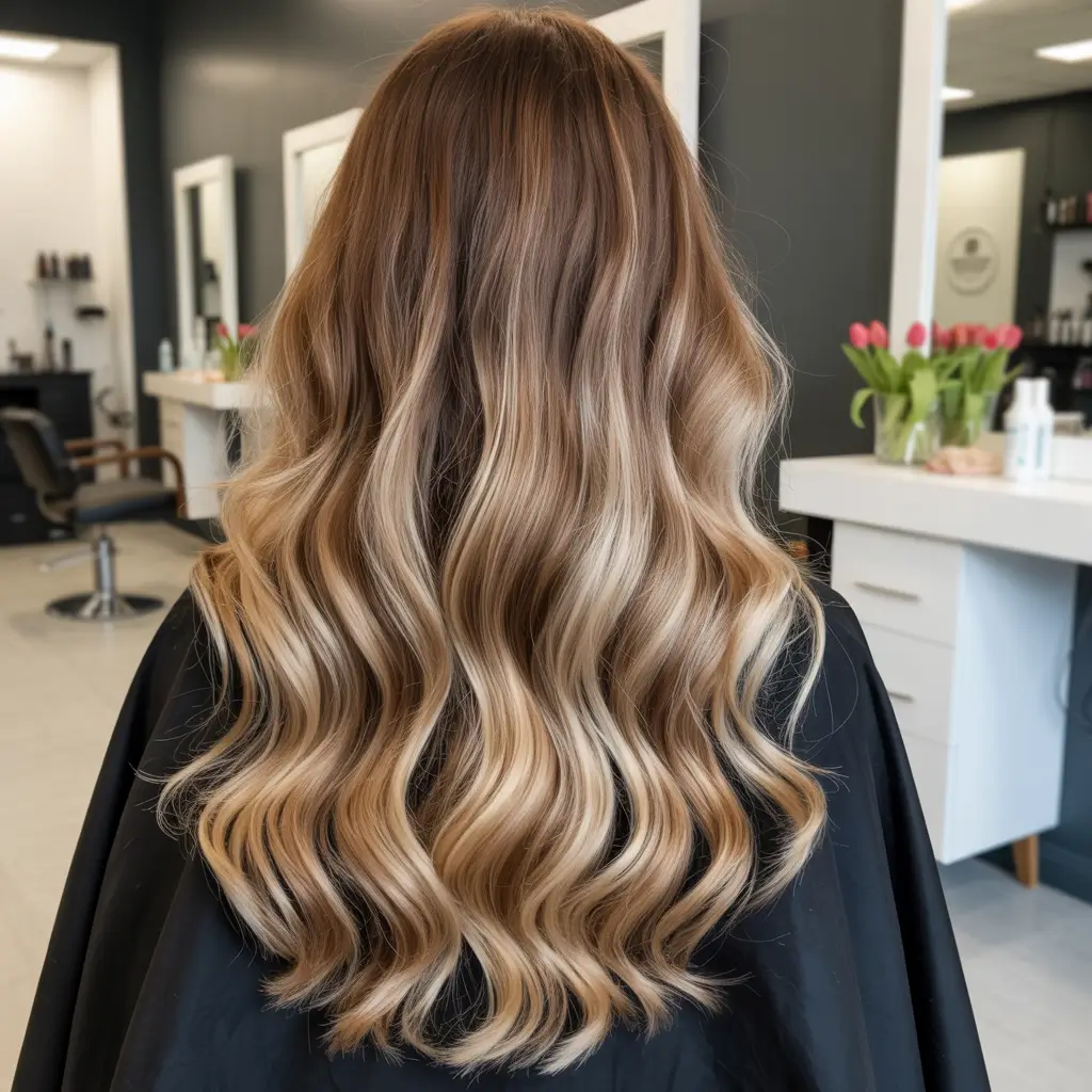 winter hair colors balayage ideas 2025 - 2026 Golden Honey Balayage Waves