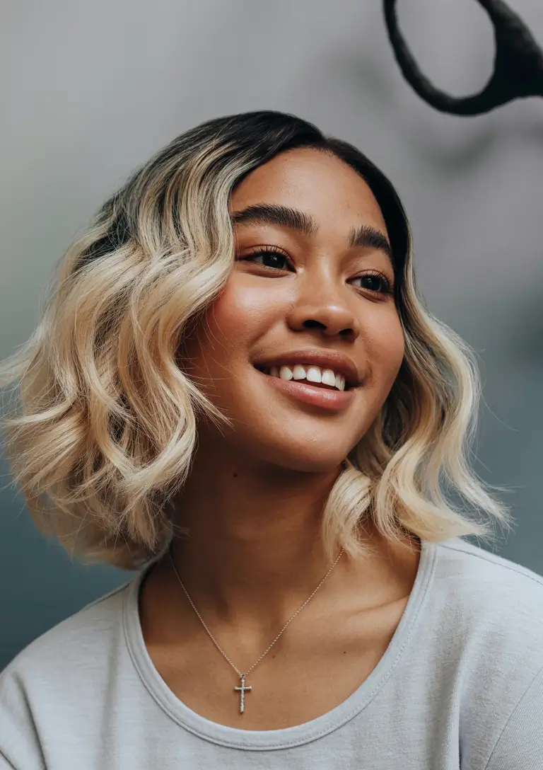 winter hair colors dark skin black women Bright Blonde Waves