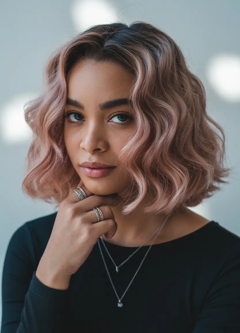 winter hair colors dark skin black women Soft Ginger Brown Bob