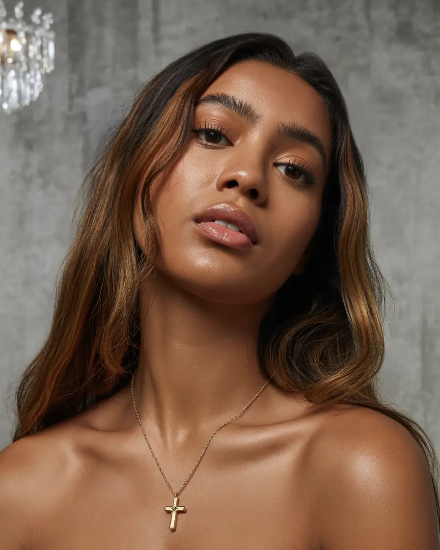 winter hair colors dark skin black women Subtle Brown with Sun-Kissed Highlights