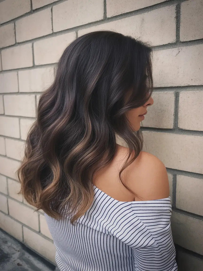 winter hair colors highlights ideas 2025 2026 Cool Brunette Balayage