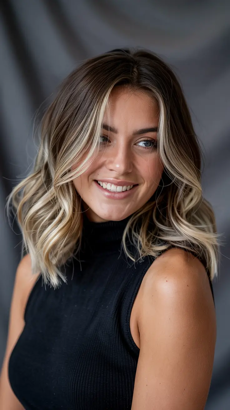 haircuts-and-colors-for-round-face Winter Blonde with Face-Framing Waves