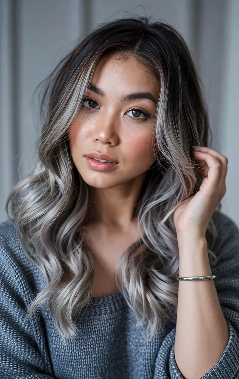 Winter Haircuts and Colors 2025-2026 Trends Frosted Silver Balayage Waves