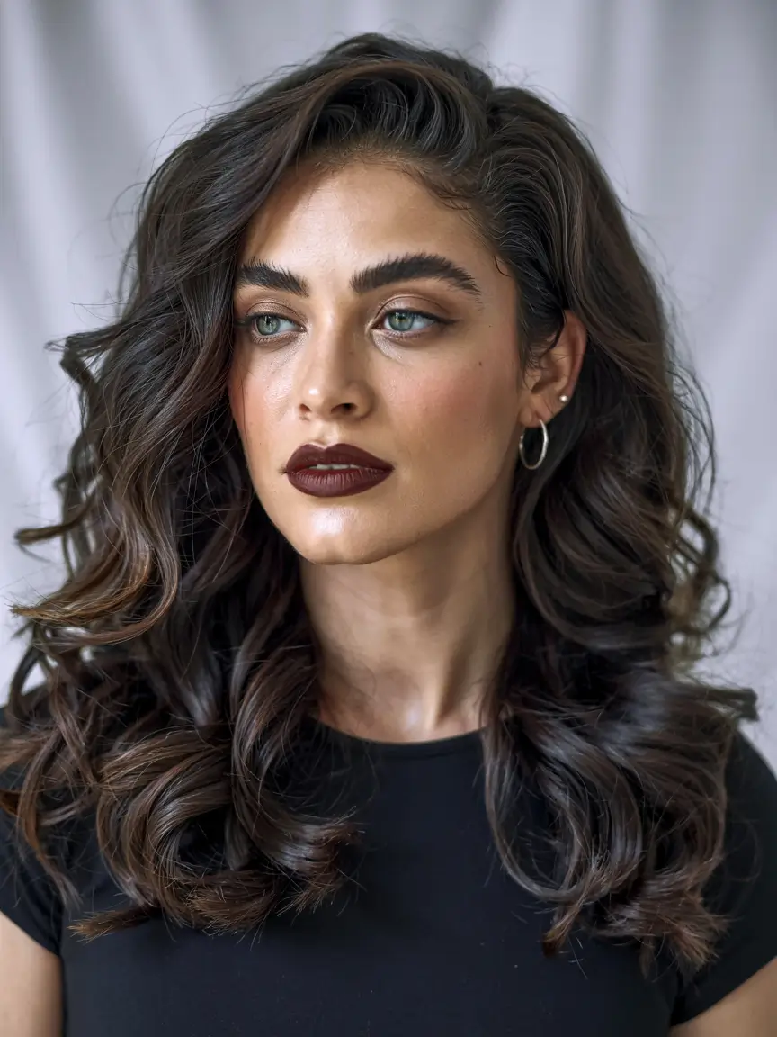 Winter Haircuts and Colors 2025-2026 Trends Voluminous Dark Chocolate Curls