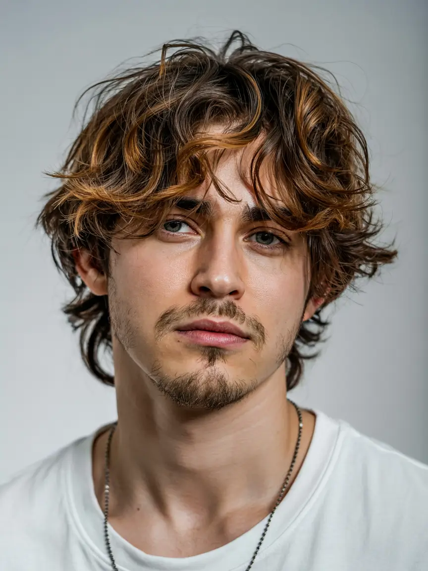 winter haircuts for men 2025 - 2026 Soft Waves with Artistic Layers