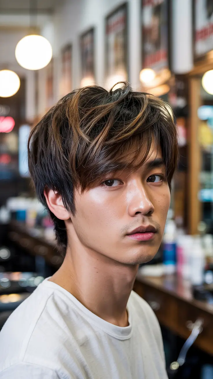 winter haircuts for men 2025 - 2026 Layered Korean-Inspired Shag