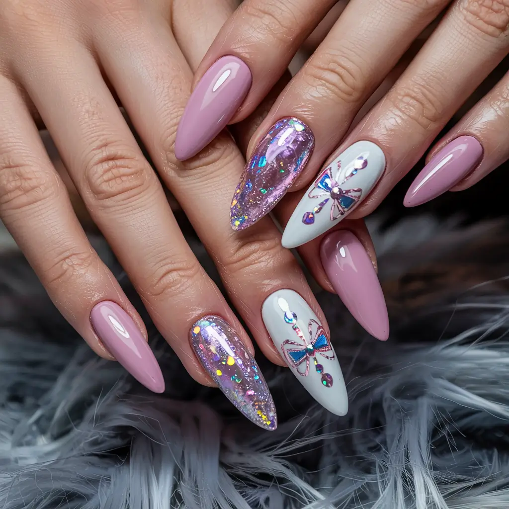 winter nails design christmas snow Frosted Ribbon Dream