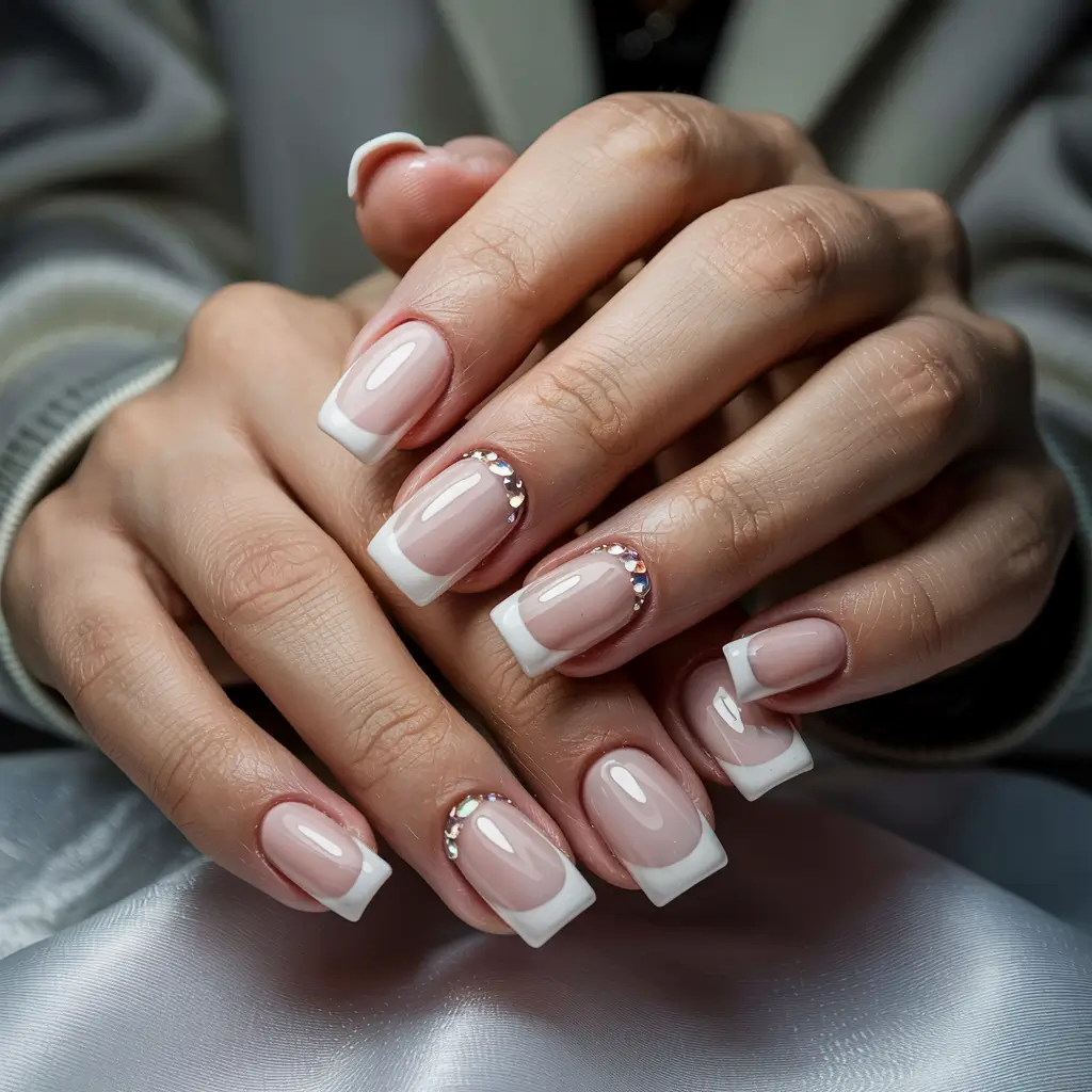 winter nails designs Crystal French Perfection