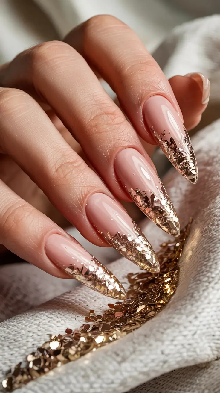 winter nails color ideas Golden Ember Glam