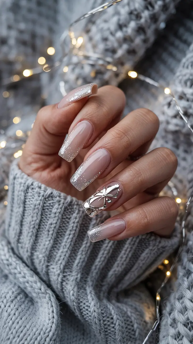 winter nails design christmas snow Snowflake Chic Elegance