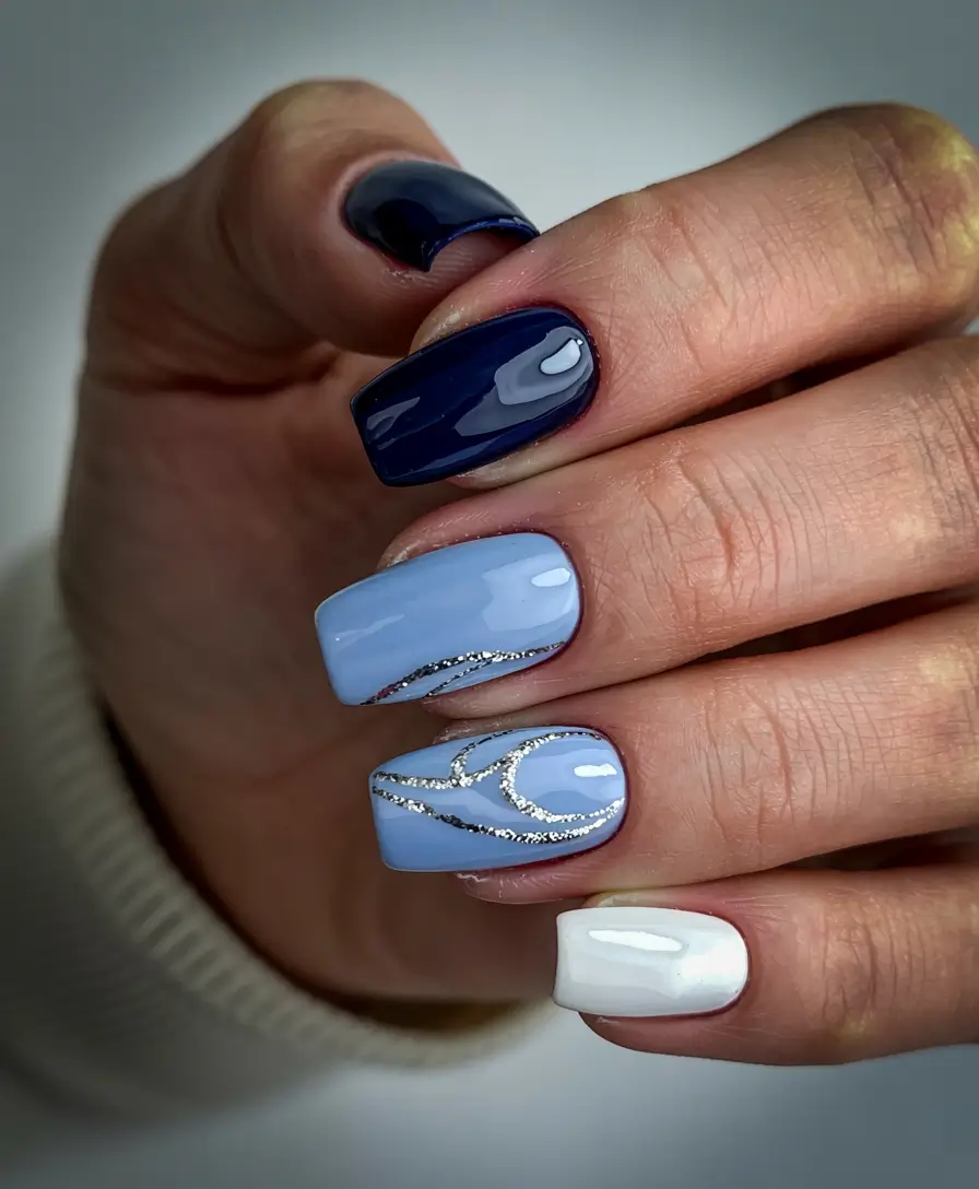 winter nails design blue Arctic Gradient Frost
