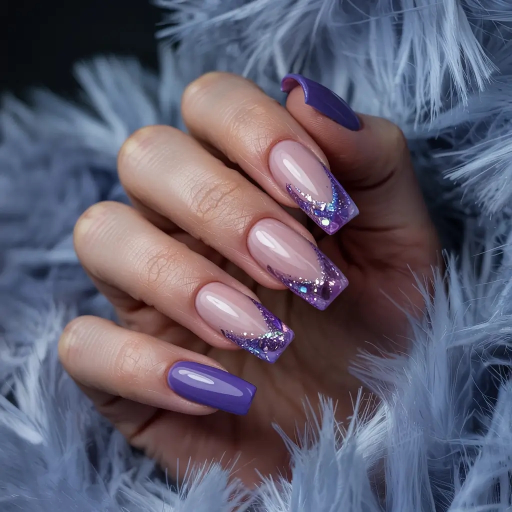 simple winter nails designs Lavender Frost French