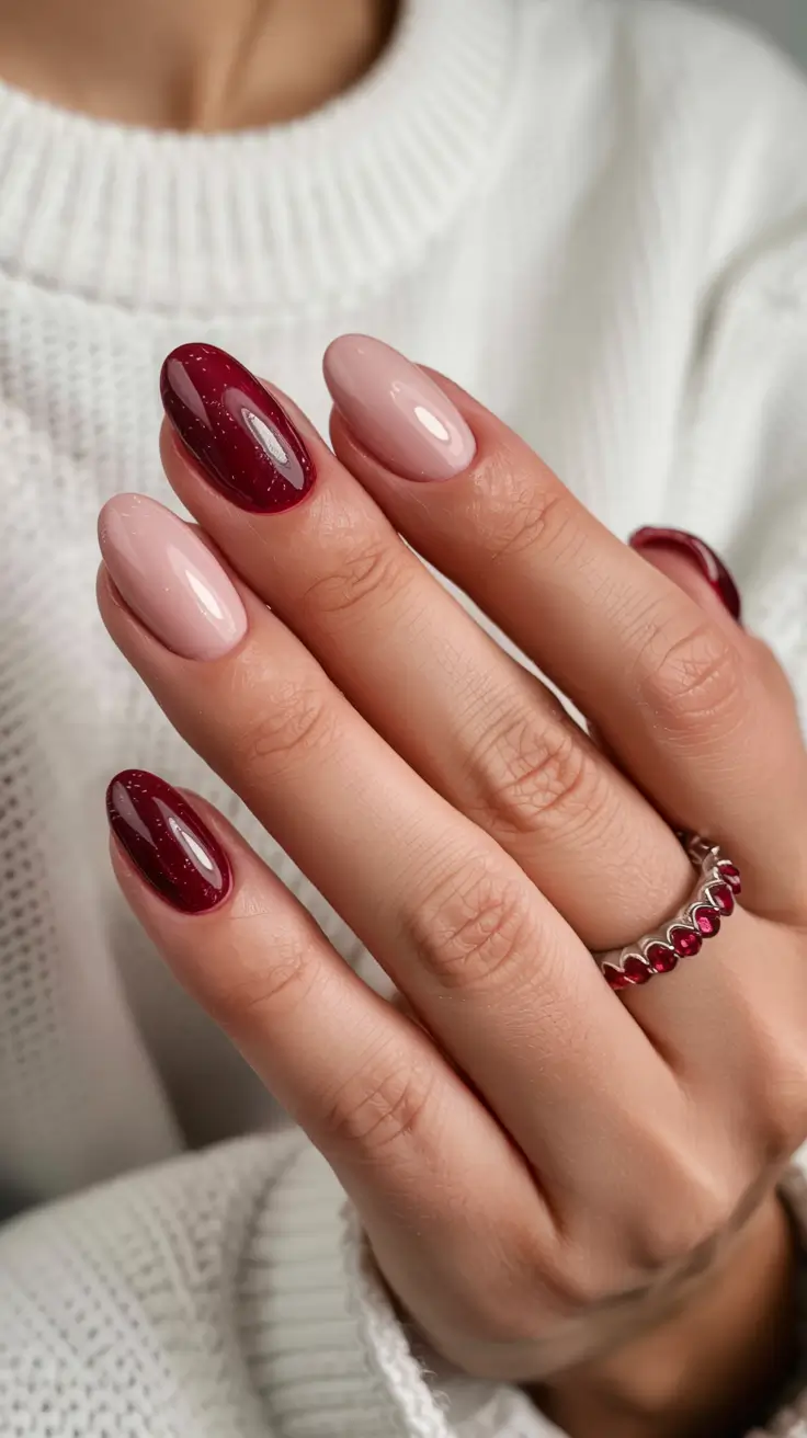 winter nails design red Wine Velvet Elegance