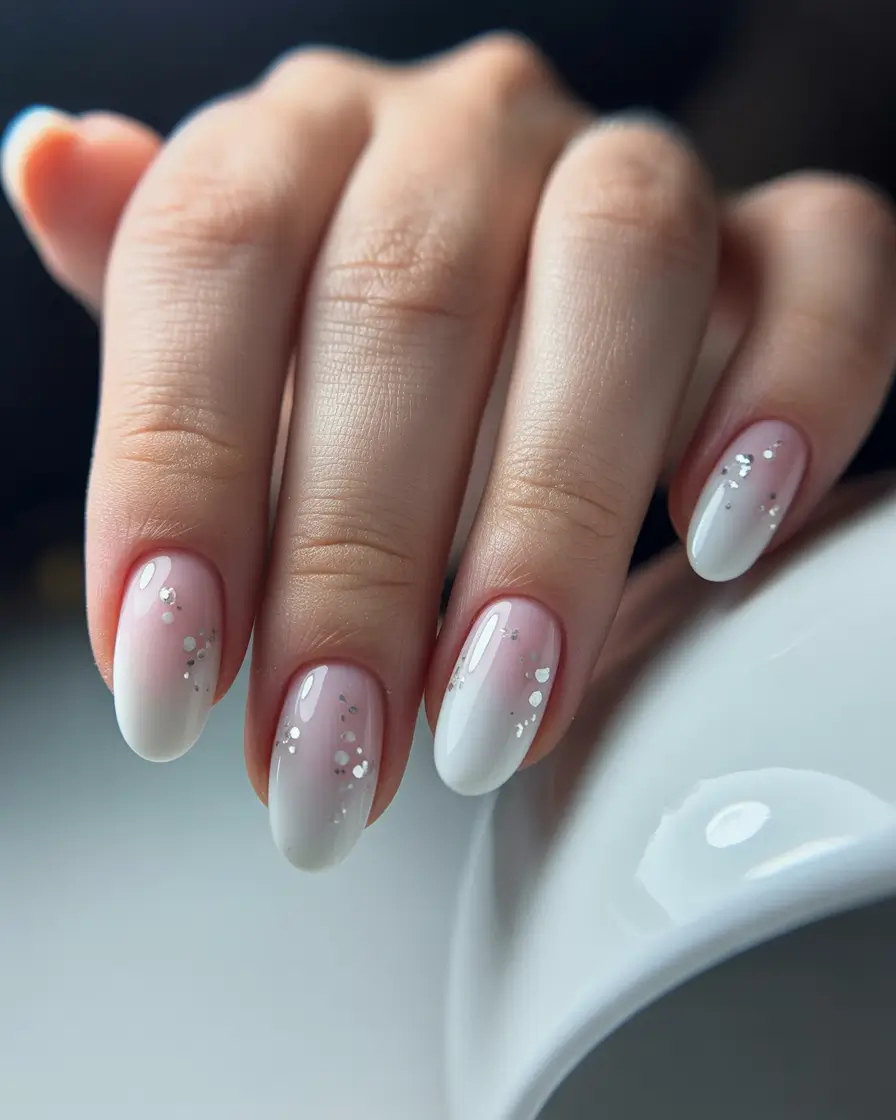 medium almond nails winter design Frosted Ombre Dream