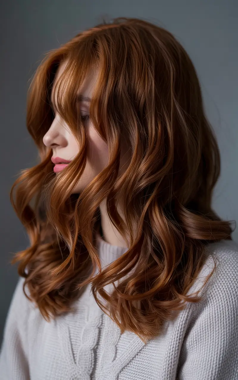 brown hair colors 2026 Copper Cinnamon Waves