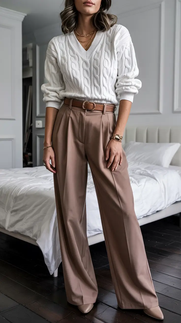 business casual outfits for women winter Warm Textures and Classic Neutrals