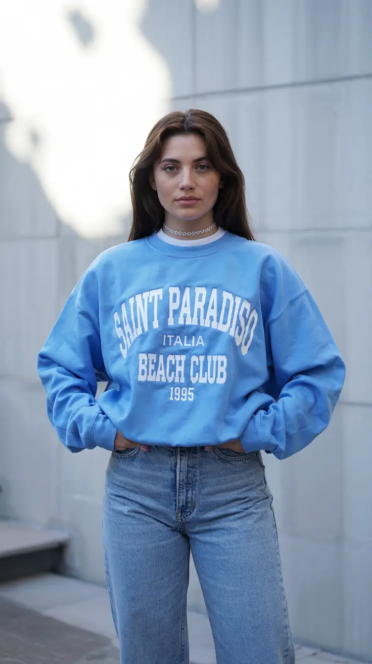 casual outfits aesthetic Playful Blues and Retro Cool