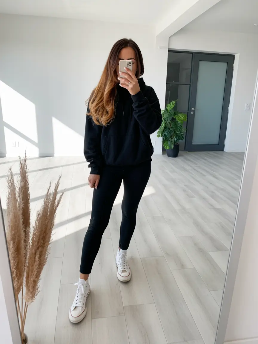 legging outfits casual Effortless Black Essentials