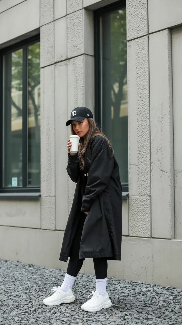 legging outfits winter Street Chic in Black Layers