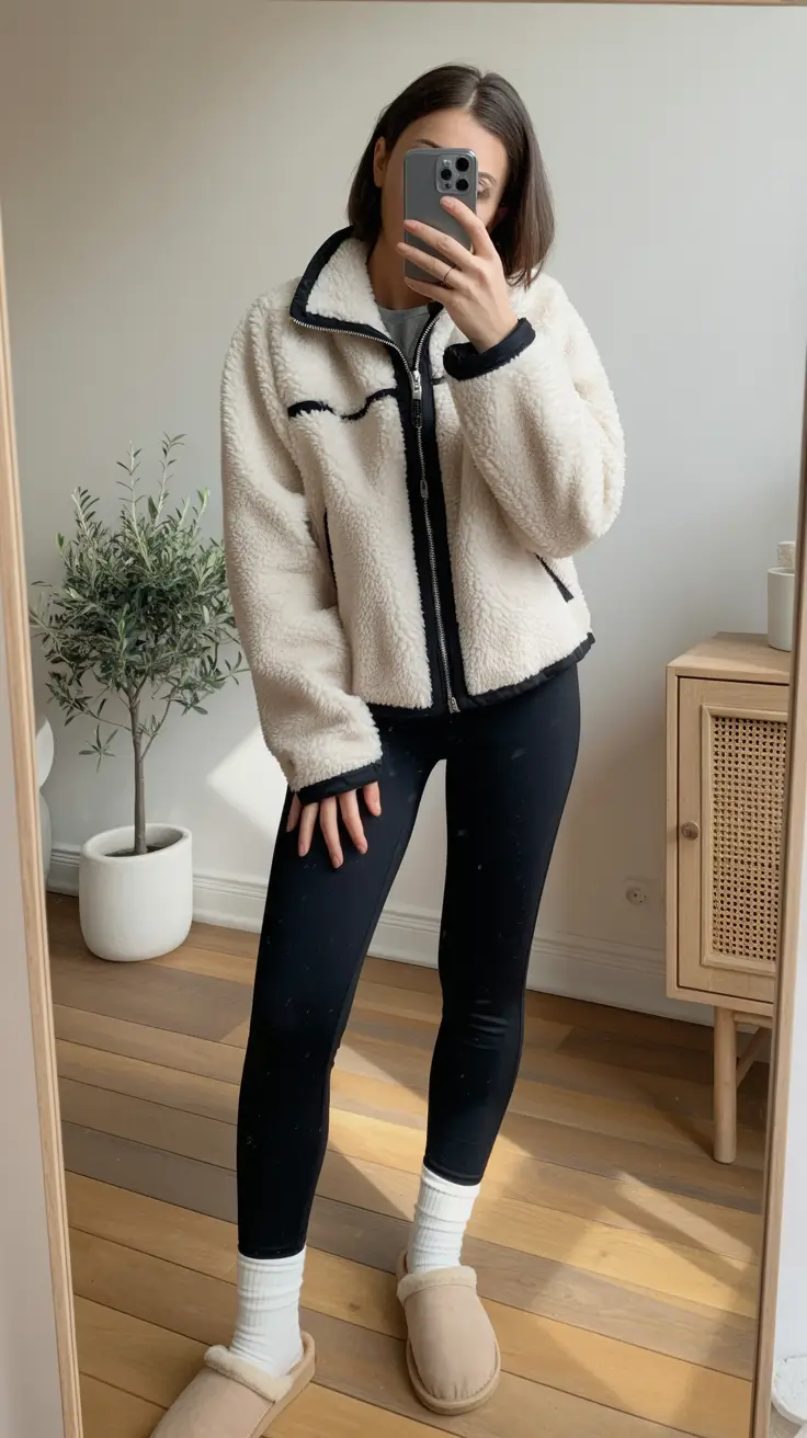legging outfits winter Cozy Cream Sherpa