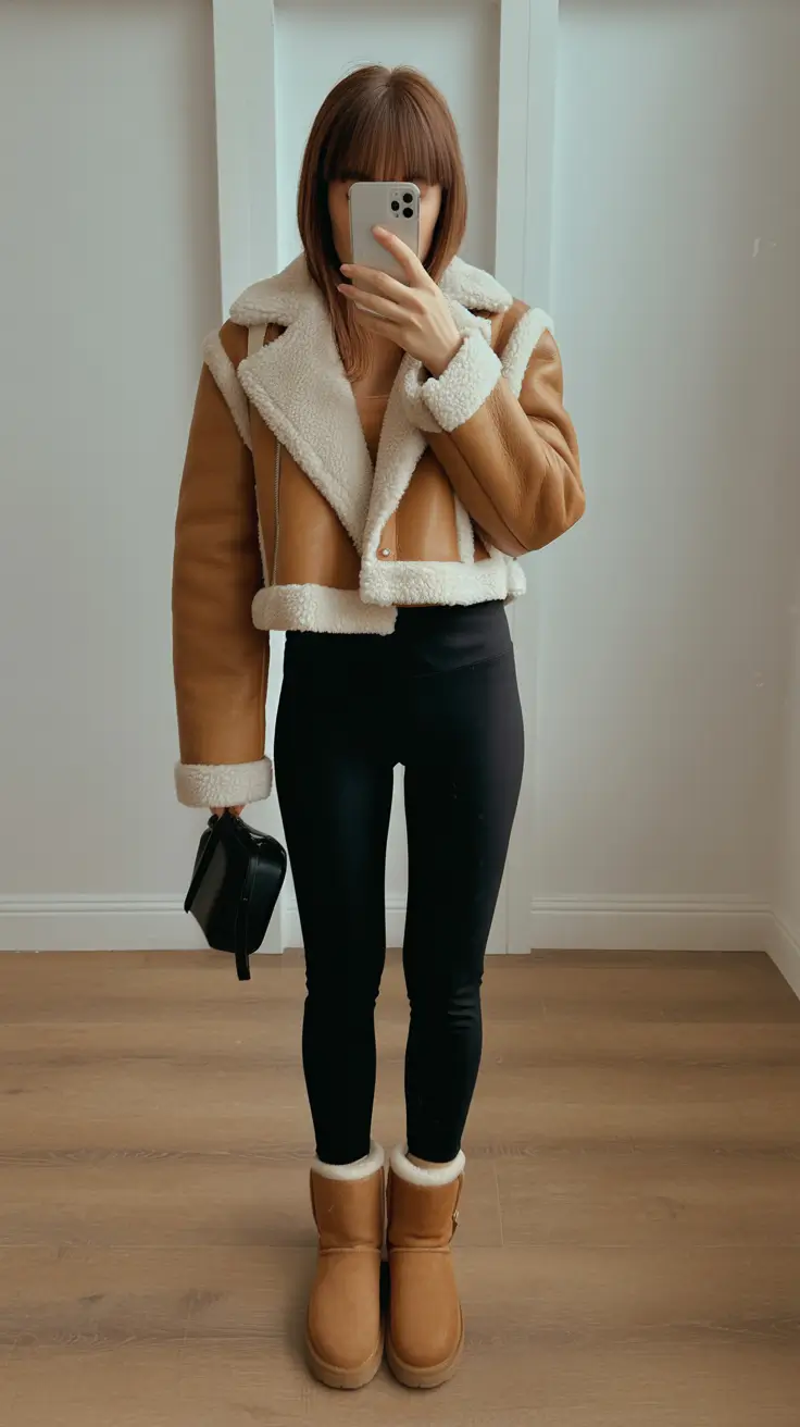 legging outfits casual Teddy Texture with Tan Accents