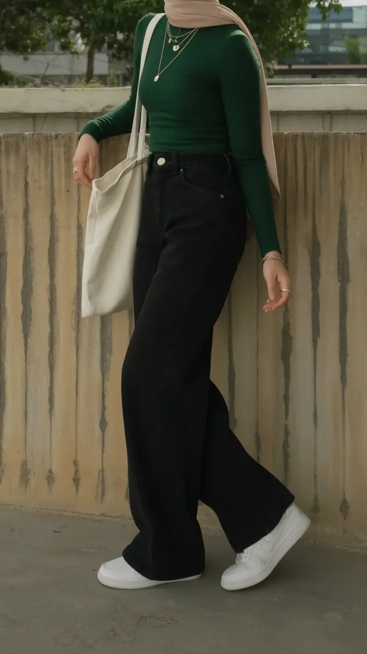 outfits ideas for women Emerald Ease and Modern Modesty