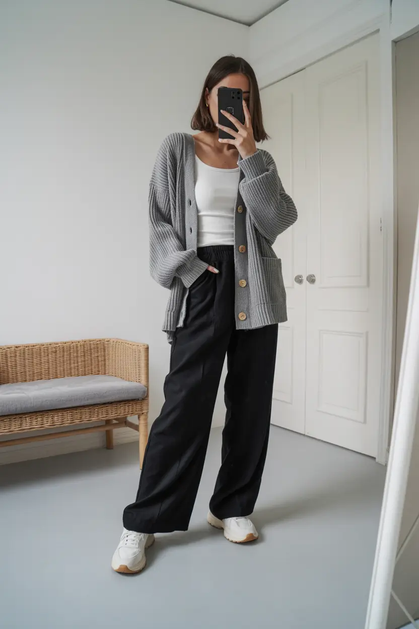 outfits ideas casual Minimalist Ease in Monochrome