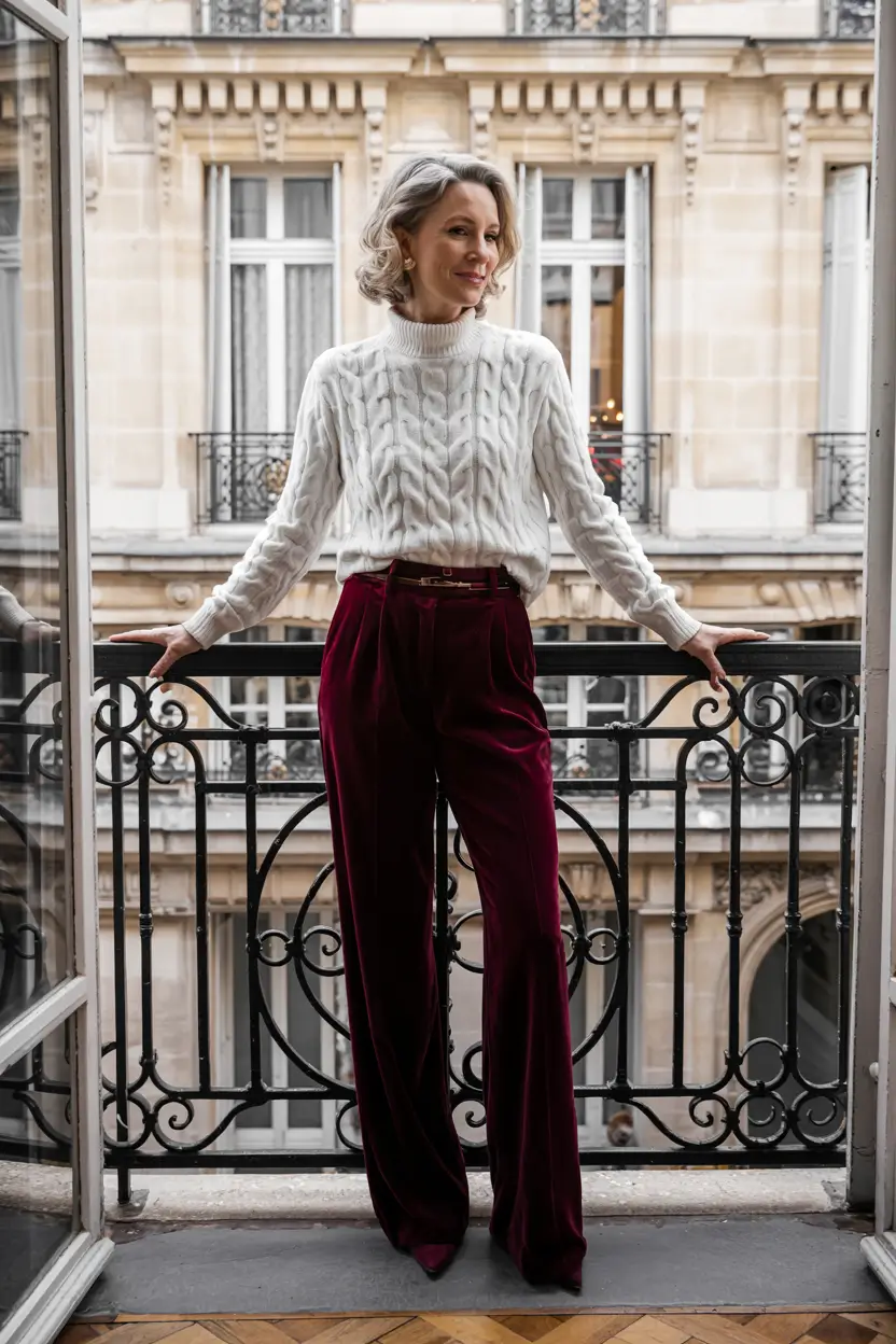 Best outfits for women over 40 in 2026 Velvet Sophistication With Winter Romance