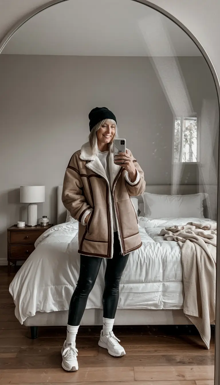 Best outfits for women over 40 in 2026 Cozy Shearling & Athletic Layers for Cold-Weather Ease