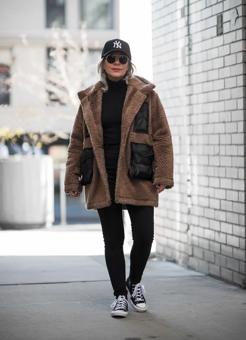 Best outfits for women over 40 in 2026 Street-Sport Warmth With a Teddy Twist