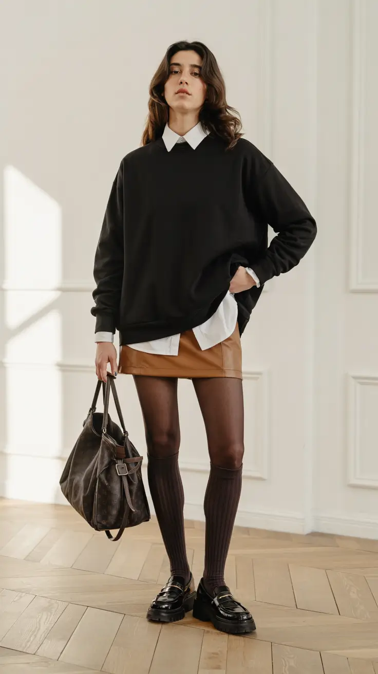 skirt outfits fall Preppy Layers with a Modern Spin