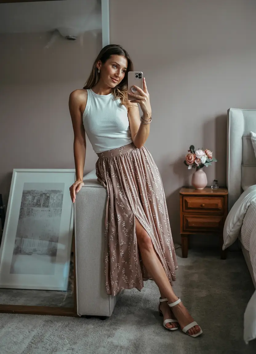 skirt outfits casual Soft Elegance in Motion