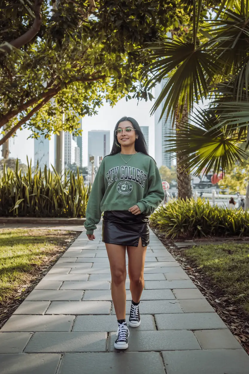 skirt outfits casual College Cool Meets Street Style