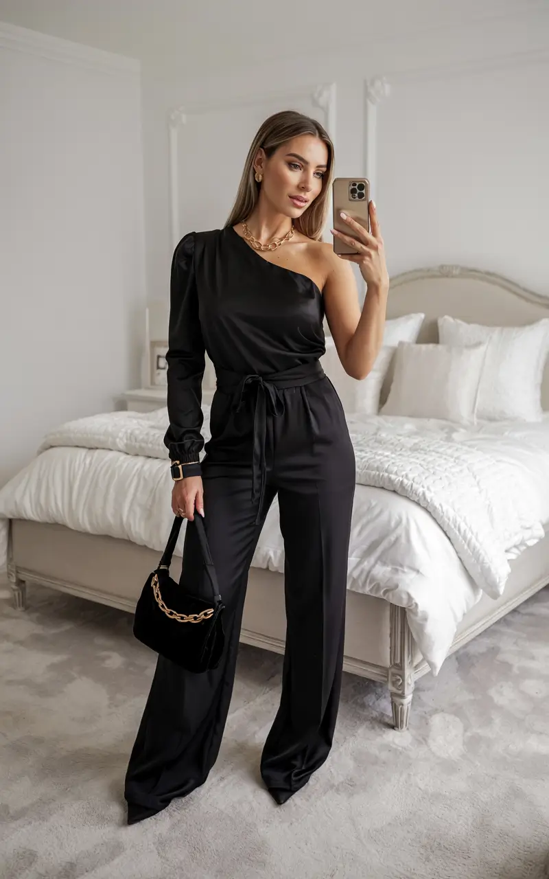 birthday outfits winter Black Silk Sophistication