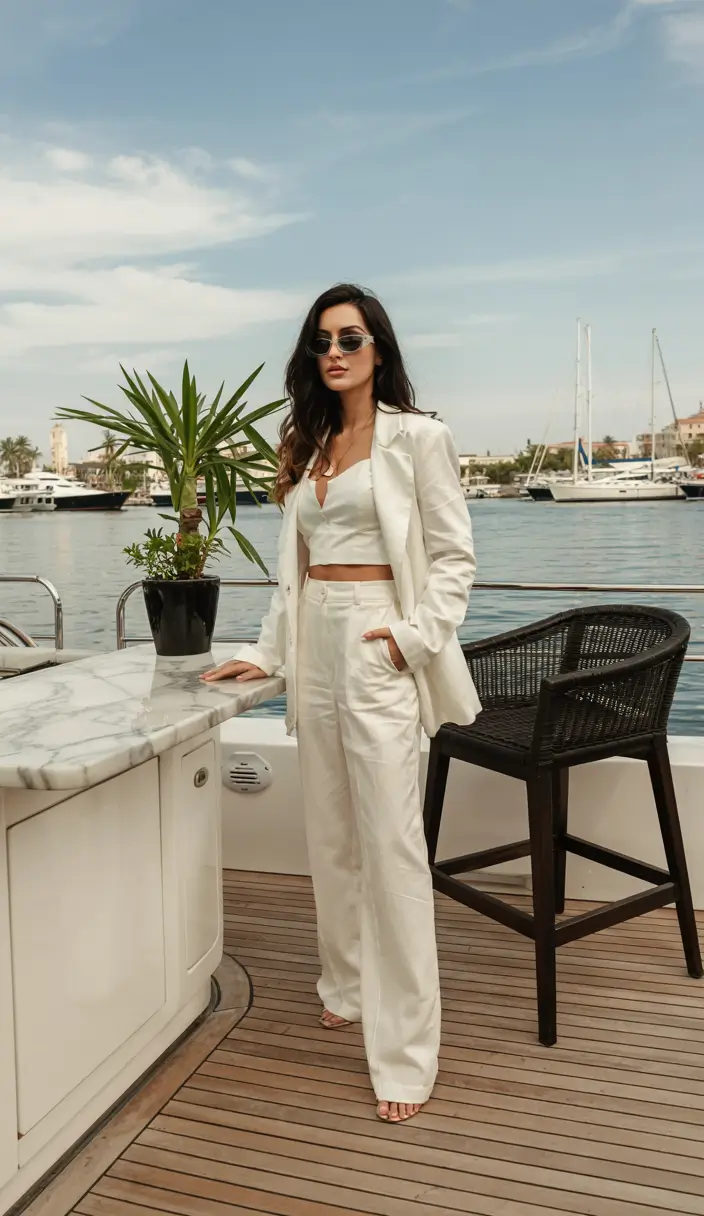 birthday outfits winter Modern Yacht Chic White Tailored Serenity