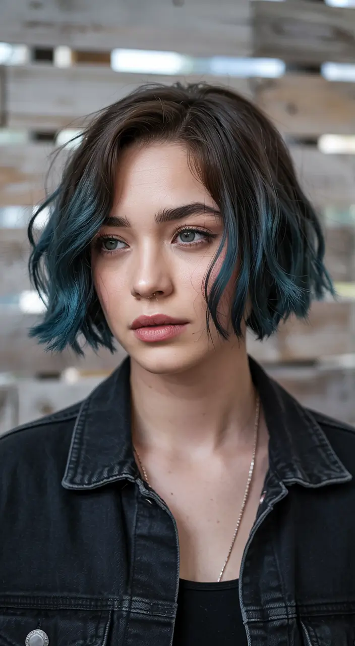 bob haircuts 2026 Midnight Teal Power Bob