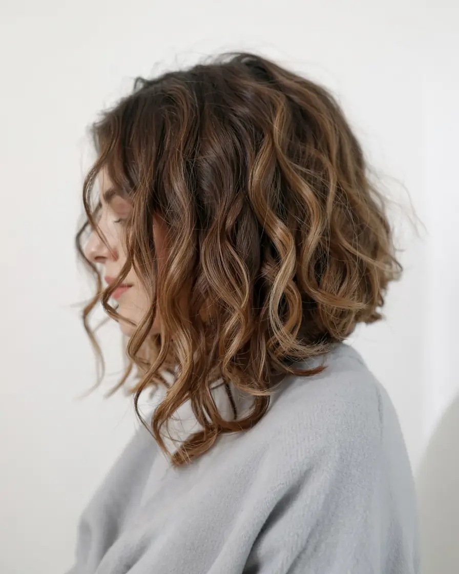 bob haircuts 2026 Textured Honey Curl Bob