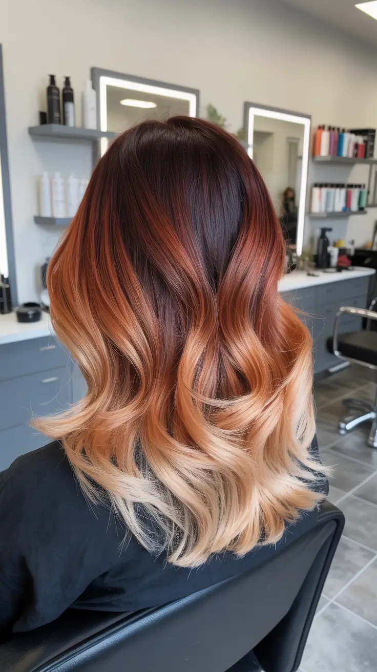calico hair color 2026 Burnt Peach Calico Ombre