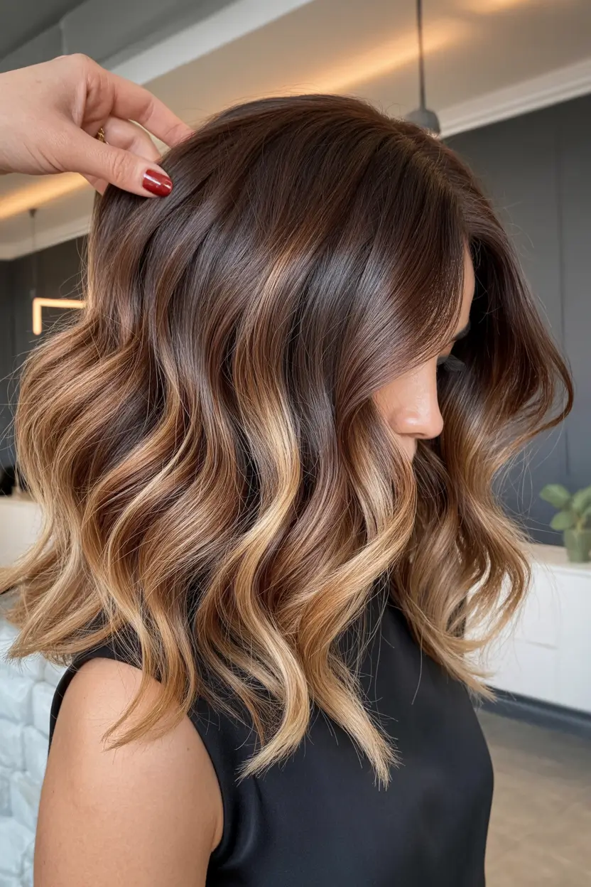 calico hair color 2026 Soft Bronze Calico Cascade