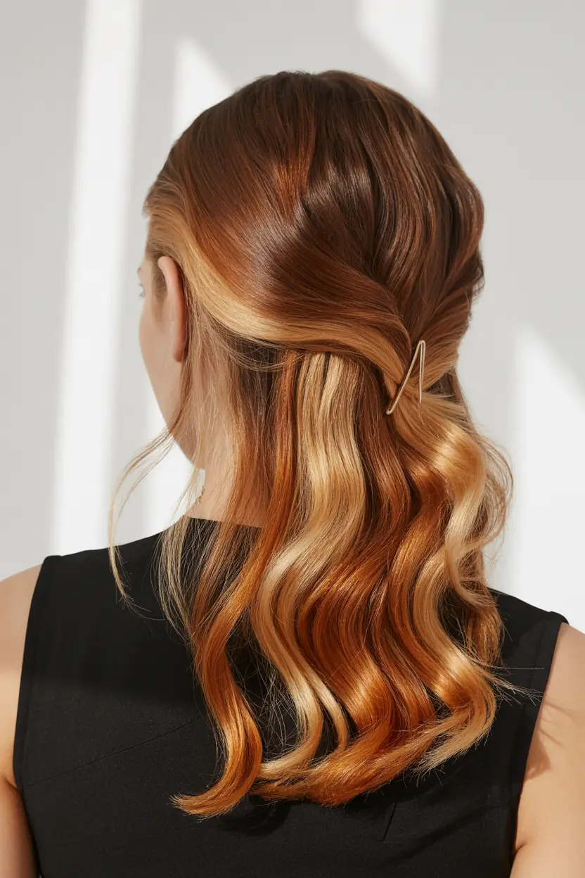 calico hair color 2026 Twisted Honey Copper Half-Sweep