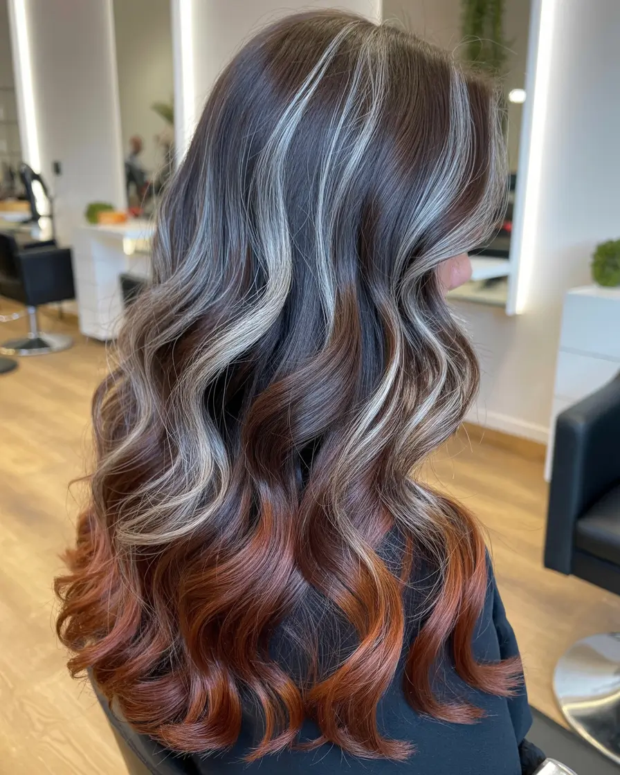 calico hair color 2026 Smoke-Threaded Ember Waves