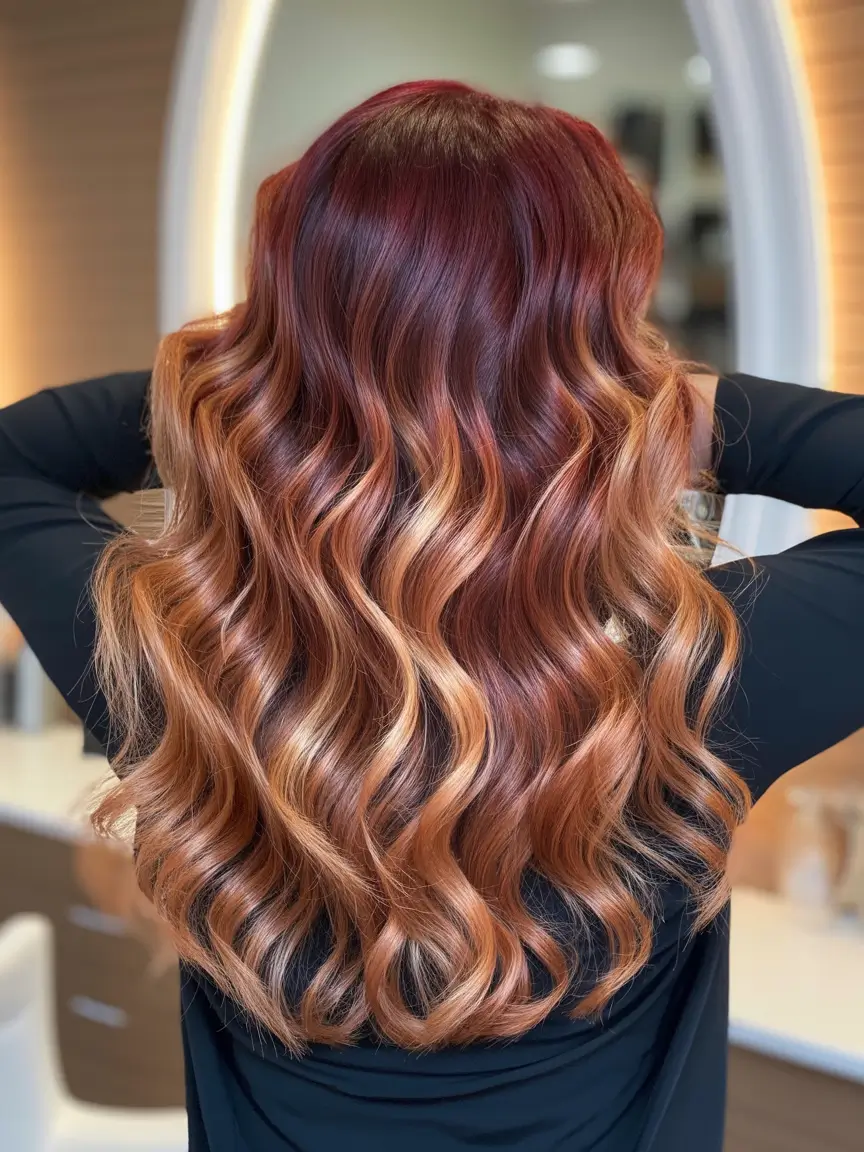 calico hair color 2026 Sunlit Copper Calico Waves