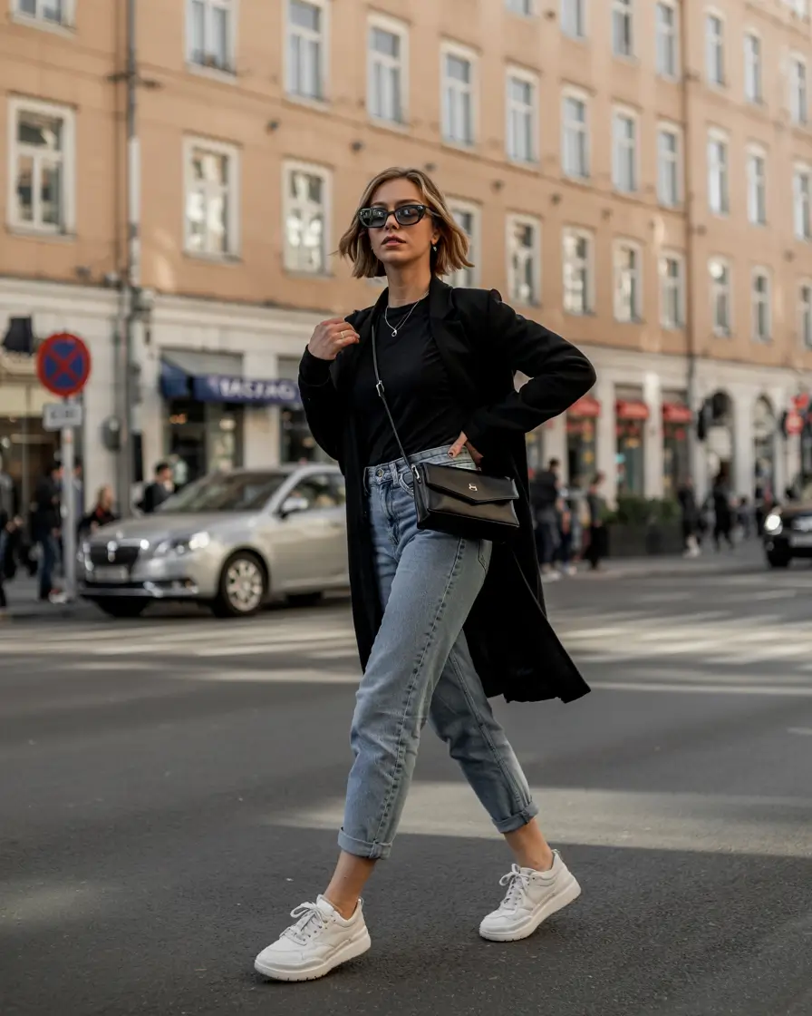 capsule wardrobe outfits 2026 Classic Black and Denim for Everyday Ease