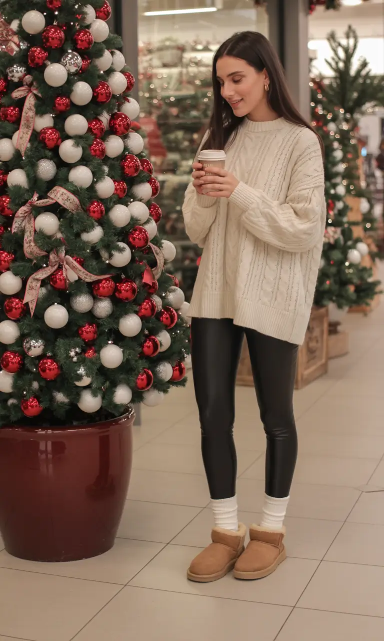 ugg outfits 2026 Cozy Cream and Leather Contrast