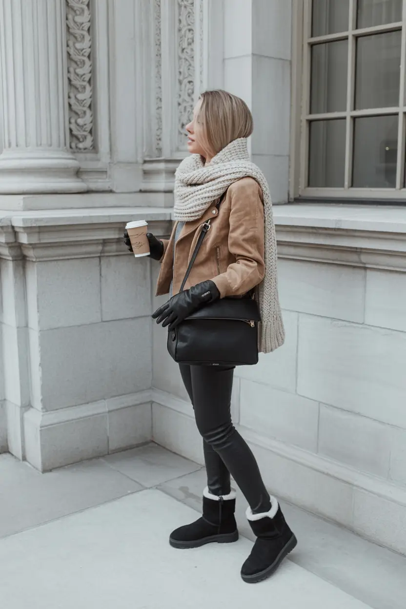 ugg outfits 2026 Chic in Motion: Suede and Soft Neutrals