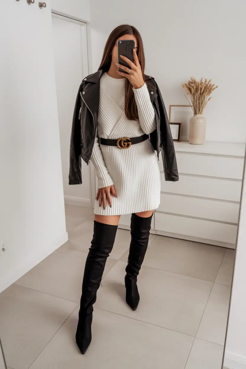 brunch outfits Monochrome Knit Sophistication