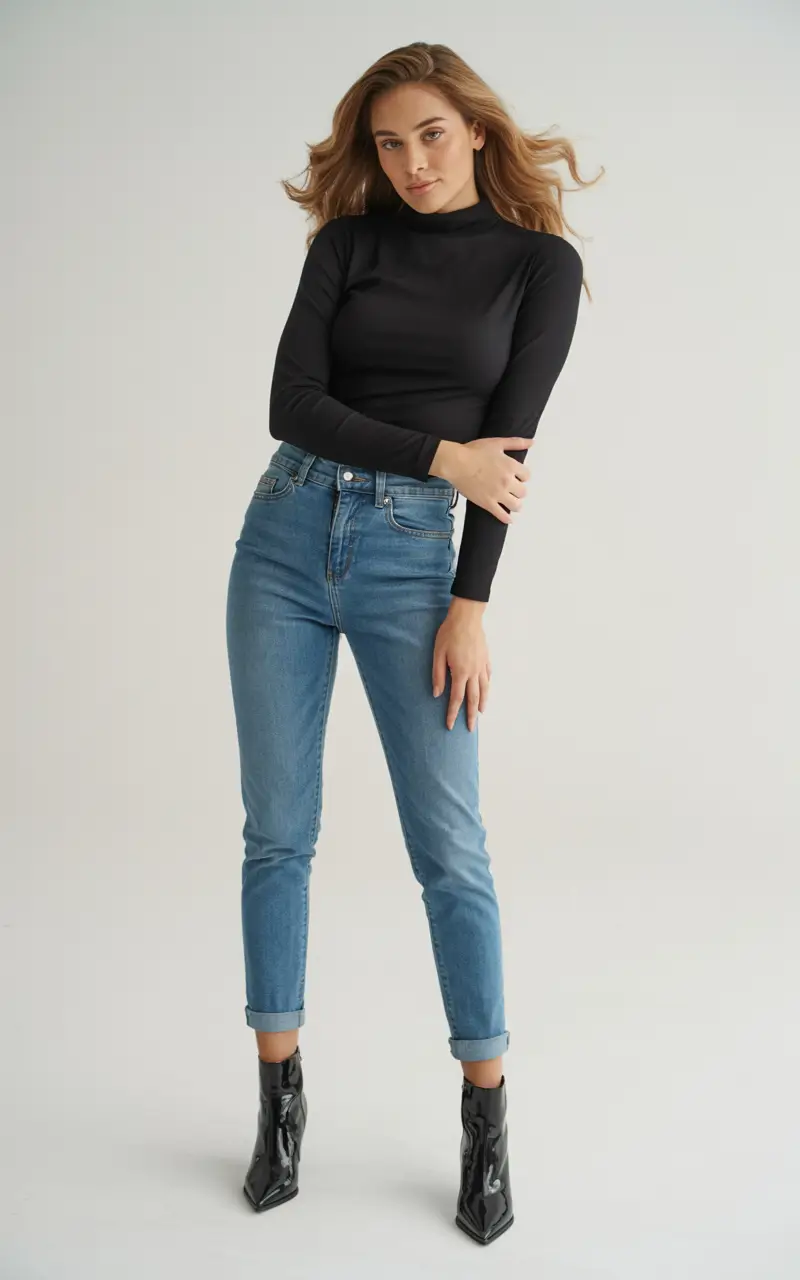 brunch outfits Denim and Turtleneck Simplicity
