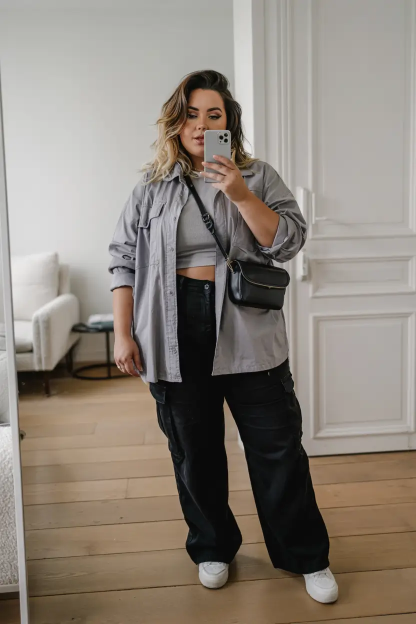 plus size outfits 2026 winter Neutral Layers with Edge