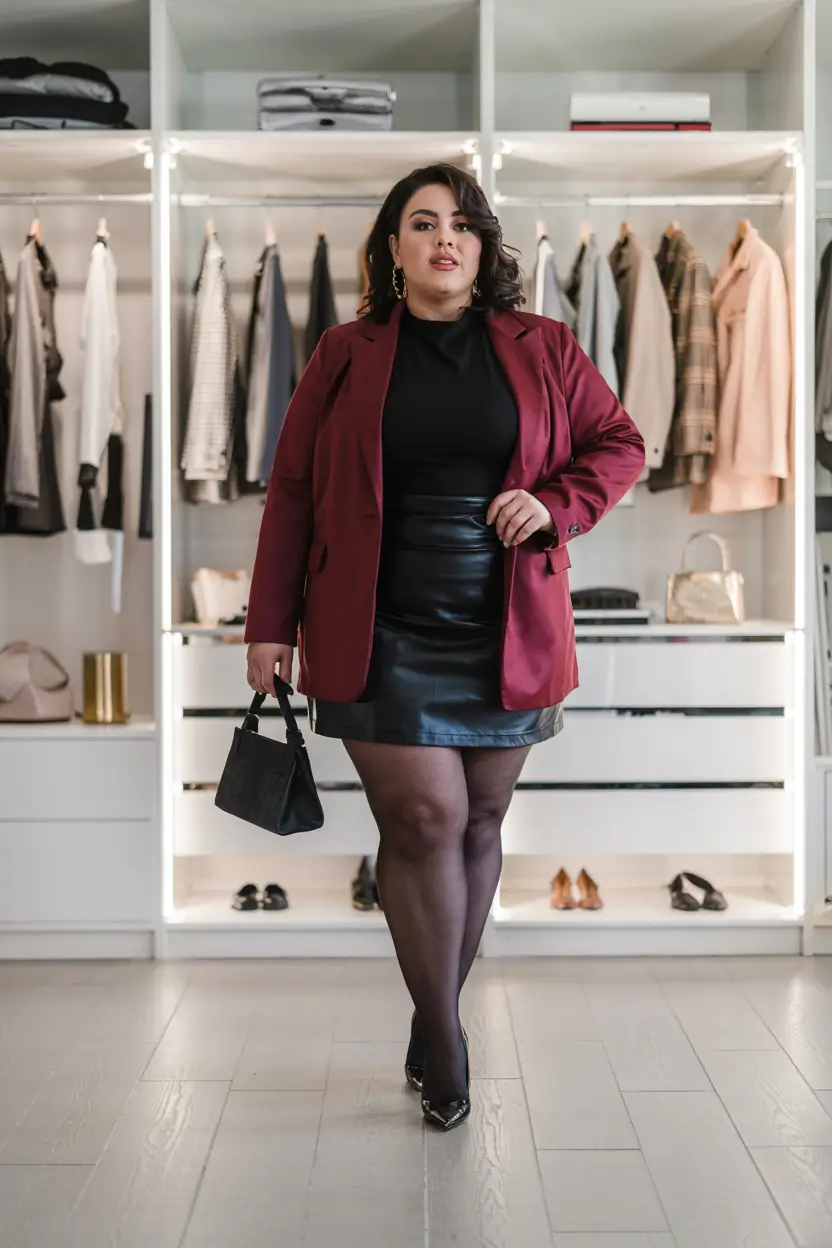plus size outfits wb Burgundy Power Play