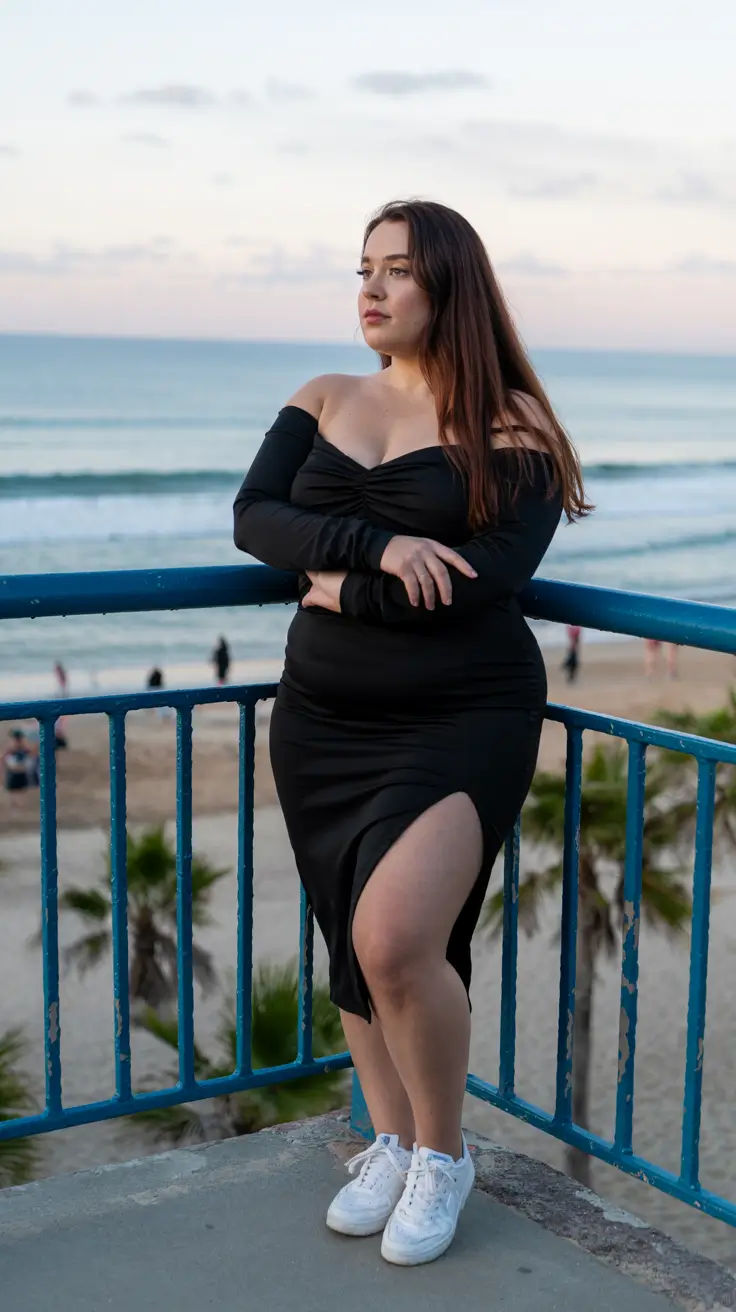 plus size outfits fall Evening Elegance by the Sea